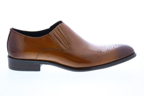 Carrucci KS479-609 Mens Brown Leather Casual Loafers & Slip Ons Shoes