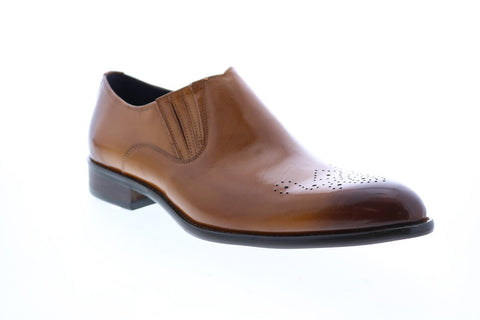 Carrucci KS479-609 Mens Brown Leather Casual Loafers & Slip Ons Shoes