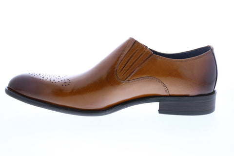 Carrucci KS479-609 Mens Brown Leather Casual Loafers & Slip Ons Shoes