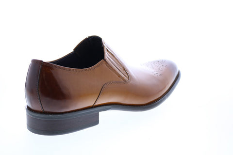 Carrucci KS479-609 Mens Brown Leather Casual Loafers & Slip Ons Shoes