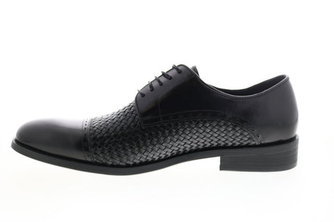 Carrucci KS500-11 Mens Black Leather Cap Toe Oxfords & Lace Ups Shoes
