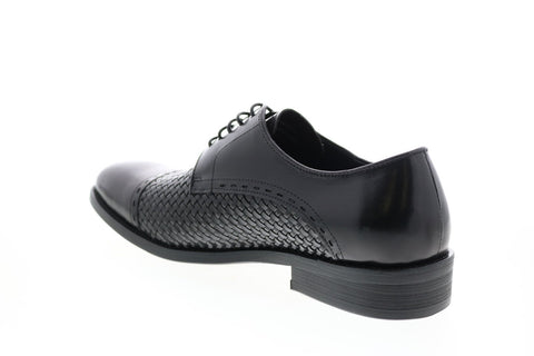 Carrucci KS500-11 Mens Black Leather Cap Toe Oxfords & Lace Ups Shoes
