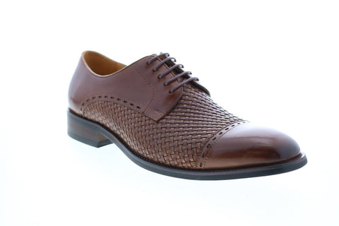 Carrucci KS500-11 Mens Brown Leather Cap Toe Oxfords & Lace Ups Shoes