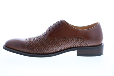 Carrucci KS500-11 Mens Brown Leather Cap Toe Oxfords & Lace Ups Shoes