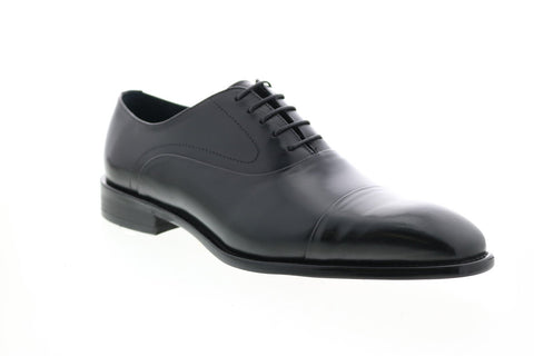 Carrucci KS509-14 Mens Black Leather Cap Toe Oxfords & Lace Ups Shoes