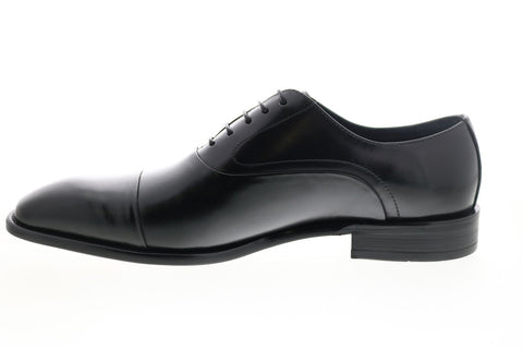 Carrucci KS509-14 Mens Black Leather Cap Toe Oxfords & Lace Ups Shoes