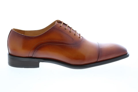 Carrucci KS509-14 Mens Brown Leather Cap Toe Oxfords & Lace Ups Shoes