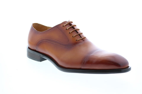 Carrucci KS509-14 Mens Brown Leather Cap Toe Oxfords & Lace Ups Shoes