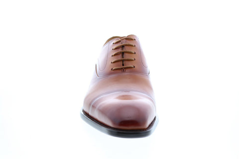 Carrucci KS509-14 Mens Brown Leather Cap Toe Oxfords & Lace Ups Shoes