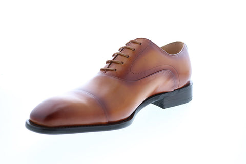 Carrucci KS509-14 Mens Brown Leather Cap Toe Oxfords & Lace Ups Shoes