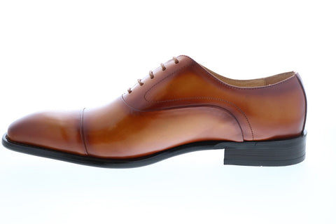 Carrucci KS509-14 Mens Brown Leather Cap Toe Oxfords & Lace Ups Shoes