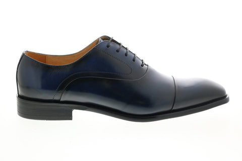 Carrucci KS509-14 Mens Blue Leather Cap Toe Oxfords & Lace Ups Shoes