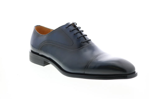 Carrucci KS509-14 Mens Blue Leather Cap Toe Oxfords & Lace Ups Shoes