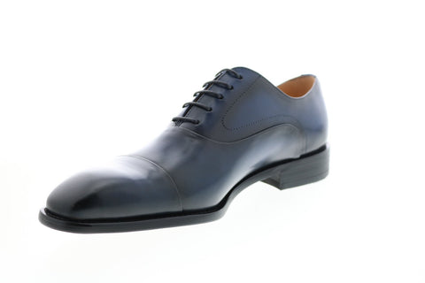 Carrucci KS509-14 Mens Blue Leather Cap Toe Oxfords & Lace Ups Shoes