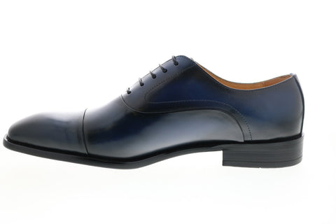 Carrucci KS509-14 Mens Blue Leather Cap Toe Oxfords & Lace Ups Shoes