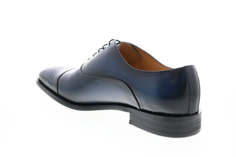 Carrucci KS509-14 Mens Blue Leather Cap Toe Oxfords & Lace Ups Shoes