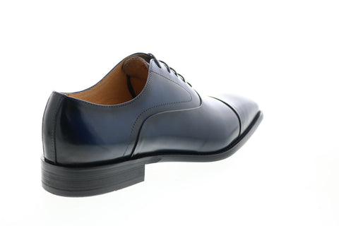 Carrucci KS509-14 Mens Blue Leather Cap Toe Oxfords & Lace Ups Shoes