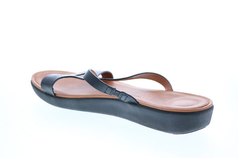 FitFlop Strata Slide Womens Black Leather Slip On Slides Sandals Shoes