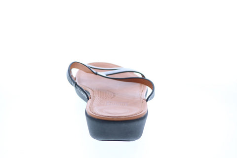 FitFlop Strata Slide Womens Black Leather Slip On Slides Sandals Shoes