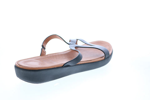 FitFlop Strata Slide Womens Black Leather Slip On Slides Sandals Shoes