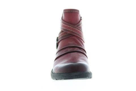 Earth Inc. Laurel Soft Leather Womens Burgundy Slip On Ankle & Booties Boots