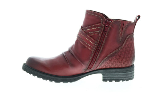 Earth Inc. Laurel Soft Leather Womens Burgundy Slip On Ankle & Booties Boots