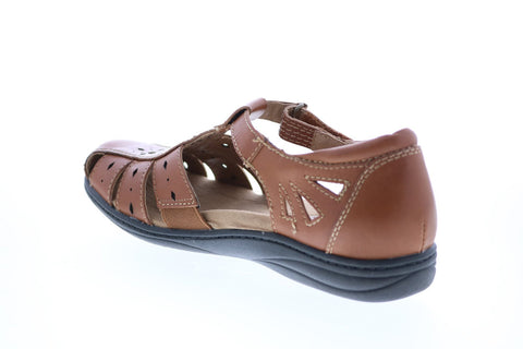 Earth Origins Laurie Womens Brown Wide Leather Strap Mary Jane Flats Shoes