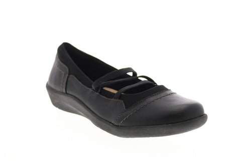 Earth Origins Leslie Womens Black Leather Slip On Ballet Flats Shoes