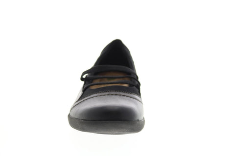 Earth Origins Leslie Womens Black Leather Slip On Ballet Flats Shoes