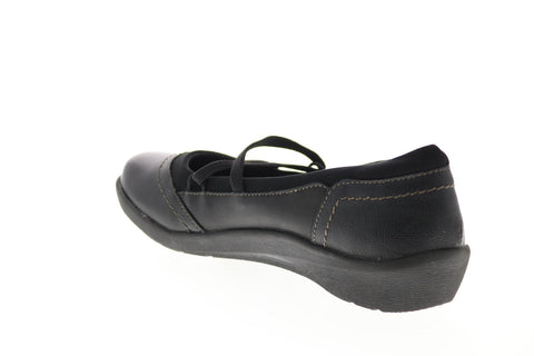 Earth Origins Leslie Womens Black Leather Slip On Ballet Flats Shoes