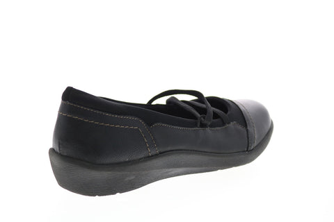 Earth Origins Leslie Womens Black Leather Slip On Ballet Flats Shoes