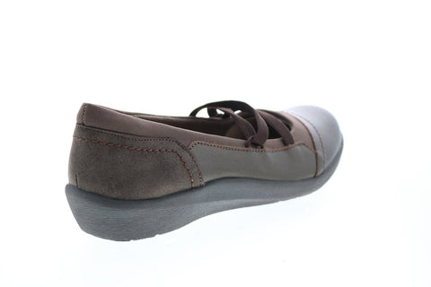 Earth Origins Leslie Womens Gray Leather Slip On Ballet Flats Shoes