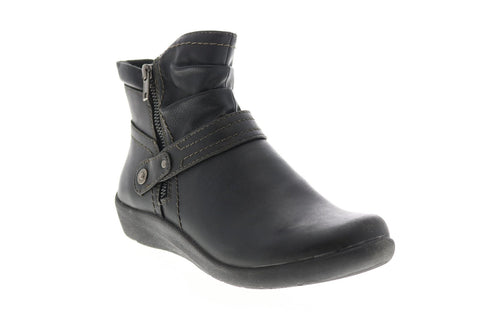Earth Origins Lilly Womens Black Leather Zipper Ankle & Booties Boots