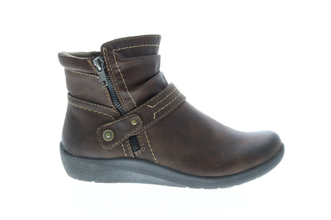Earth Origins Lilly Womens Brown Leather Zipper Ankle & Booties Boots