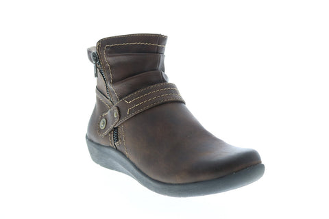 Earth Origins Lilly Womens Brown Leather Zipper Ankle & Booties Boots