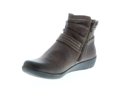 Earth Origins Lilly Womens Brown Leather Zipper Ankle & Booties Boots
