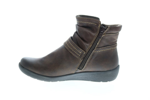 Earth Origins Lilly Womens Brown Leather Zipper Ankle & Booties Boots