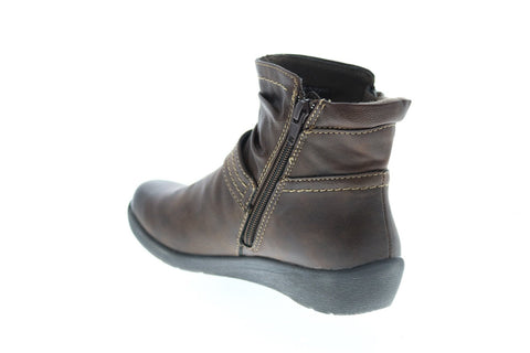 Earth Origins Lilly Womens Brown Leather Zipper Ankle & Booties Boots