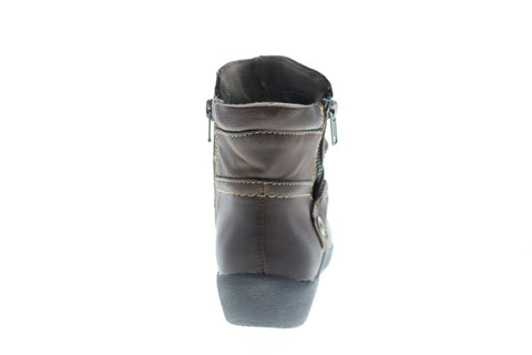 Earth Origins Lilly Womens Brown Leather Zipper Ankle & Booties Boots
