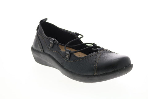 Earth Origins London Womens Black Wide Leather Slip On Ballet Flats Shoes
