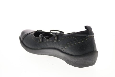 Earth Origins London Womens Black Wide Leather Slip On Ballet Flats Shoes