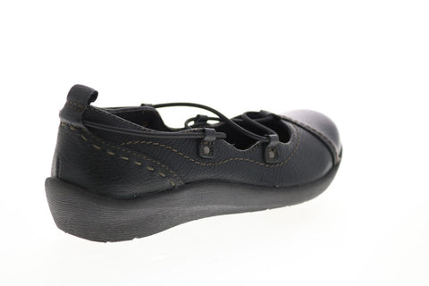 Earth Origins London Womens Black Wide Leather Slip On Ballet Flats Shoes