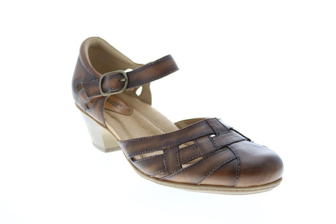 Earth Inc. Lynx Soft Leather Womens Brown Leather Strap Heels Shoes