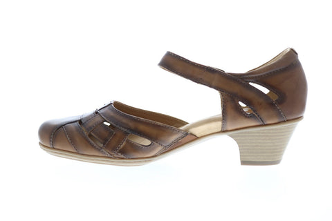 Earth Inc. Lynx Soft Leather Womens Brown Leather Strap Heels Shoes