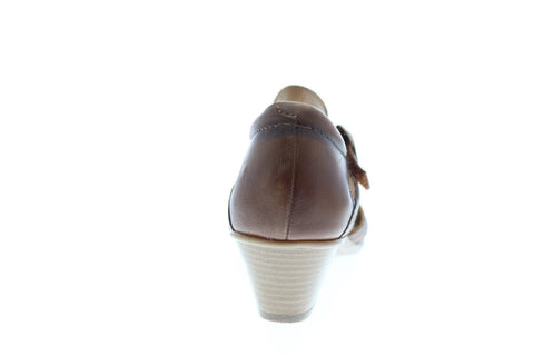 Earth Inc. Lynx Soft Leather Womens Brown Leather Strap Heels Shoes