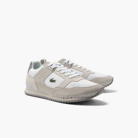 Lacoste Partner Piste 123 1 SMA Mens Beige Leather Lifestyle Sneakers Shoes