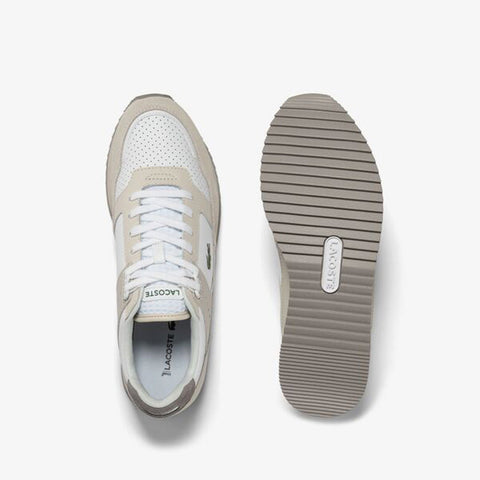 Lacoste Partner Piste 123 1 SMA Mens Beige Leather Lifestyle Sneakers Shoes