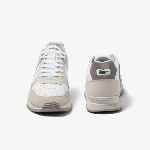Lacoste Partner Piste 123 1 SMA Mens Beige Leather Lifestyle Sneakers Shoes