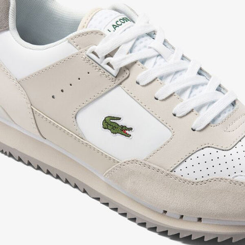 Lacoste Partner Piste 123 1 SMA Mens Beige Leather Lifestyle Sneakers Shoes