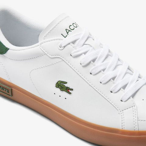 Lacoste Powercourt 123 1 SMA Mens White Leather Lifestyle Sneakers Shoes
